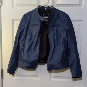 Women's Blue Leather Jacket